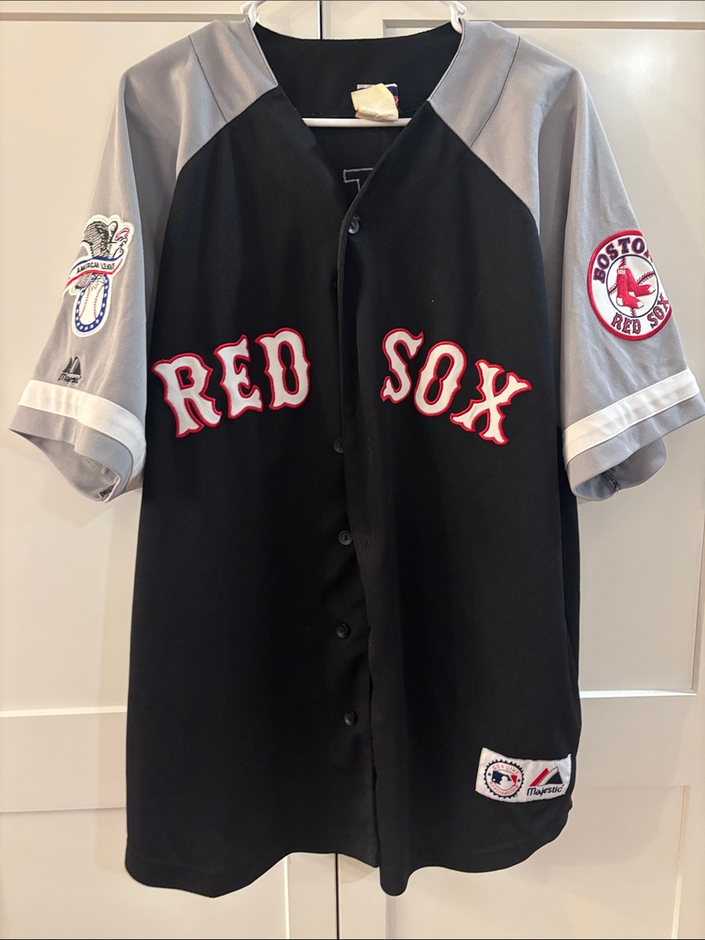 Majestic Black and Gray Boston Red Sox Button-Up Jersey